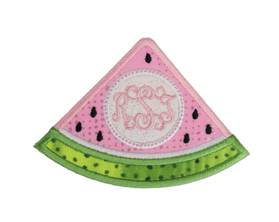 Pink Watermelon Slice Monogrammed Sew or Iron on Embroidered Patch
