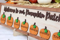 Personalized Welcome to Our Pumpkin Patch Wooden Family Name Sign - Sew Lucky Embroidery