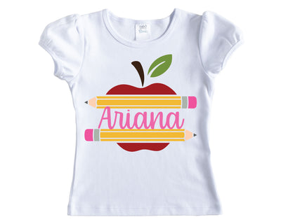 Apple and Pencil Frame Back to School Personalized Shirt
