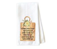 Bless the Food Waffle Weave Microfiber Kitchen Towel - Sew Lucky Embroidery