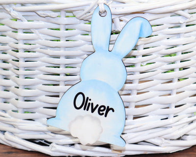 Watercolor Bunny Easter Basket Tag in Boy or Girl