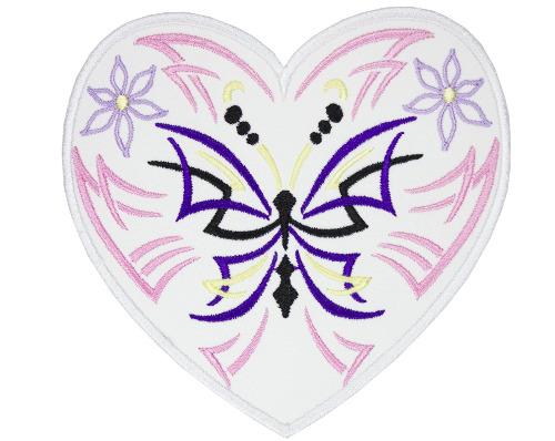 Butterfly Heart Patch - Sew Lucky Embroidery