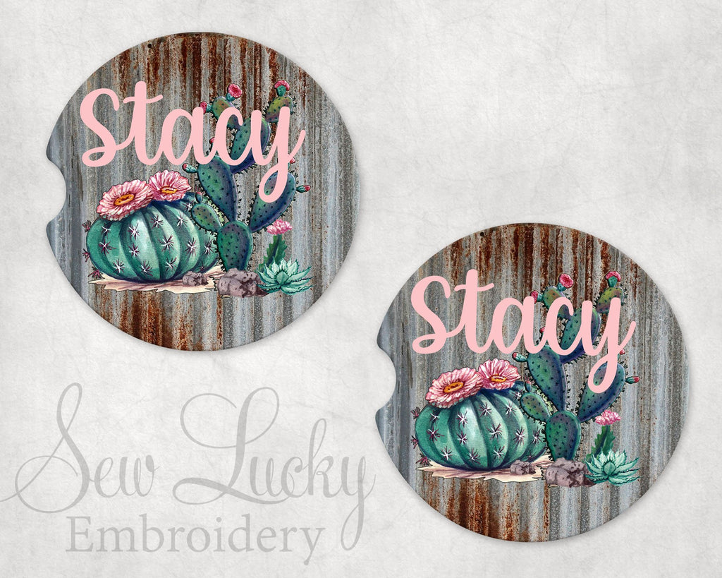 Cactus Metal Personalized Sand Stone Car Coasters