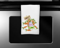 Carrots and Bunny Waffle Weave Microfiber Kitchen Towel - Sew Lucky Embroidery