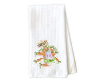 Carrots and Bunny Waffle Weave Microfiber Kitchen Towel - Sew Lucky Embroidery