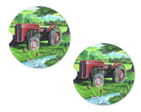 Cartoon Tractor Sandstone Car Coaster