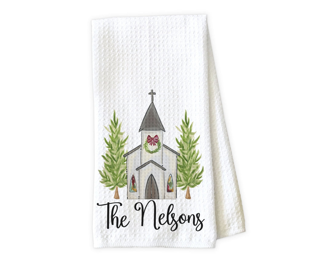 Church Personalized Kitchen Towel - Waffle Weave Towel - Microfiber Towel - Kitchen Decor - House Warming Gift - Sew Lucky Embroidery