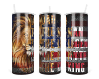 Dad the Man Lion 20 oz insulated tumbler with lid and straw - Sew Lucky Embroidery