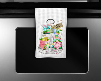 Easter Gnome in Tier Tray Waffle Weave Microfiber Kitchen Towel