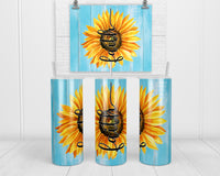 Faith Sunflowers 20 oz insulated tumbler with lid and straw - Sew Lucky Embroidery