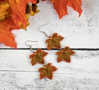 Fall Leaves Earrings - Sew Lucky Embroidery
