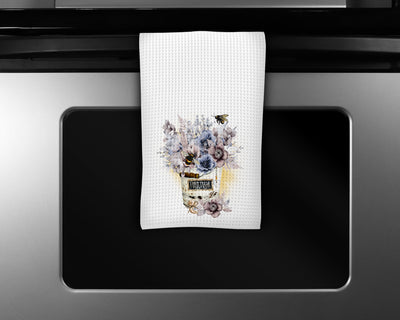 Farm Fresh Flowers and Bees Waffle Weave Microfiber Kitchen Towel
