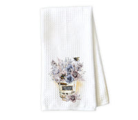 Farm Fresh Flowers and Bees Waffle Weave Microfiber Kitchen Towel - Sew Lucky Embroidery