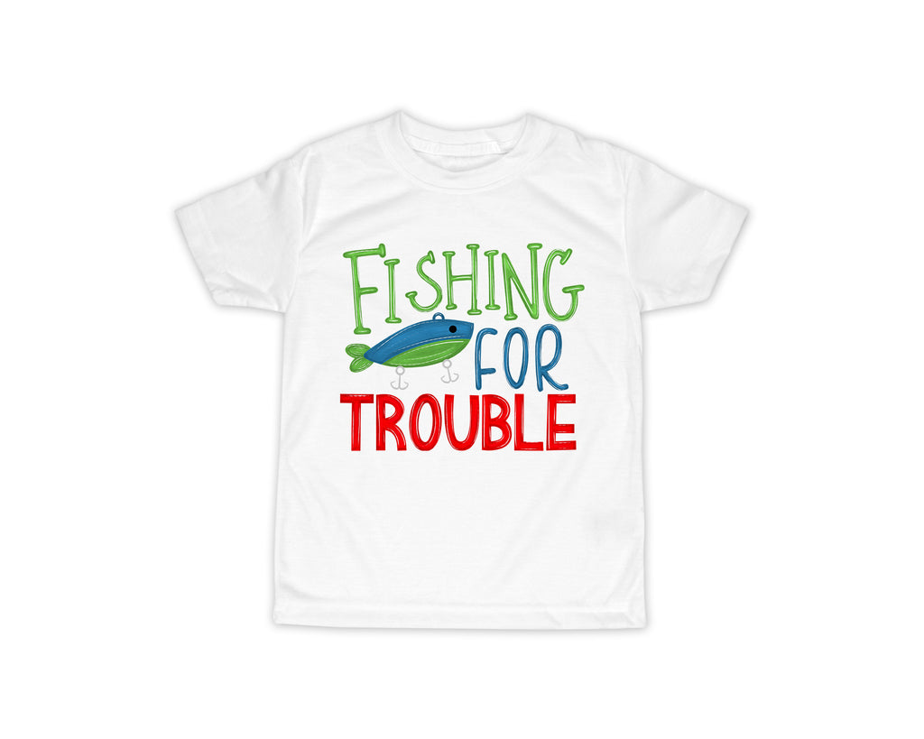 Fishing for Trouble Short or Long Sleeves Shirt - Sew Lucky Embroidery