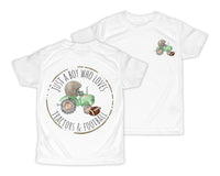 Just a Boy Who Loves Tractors and Football Personalized Short or Long Sleeves Shirt - Sew Lucky Embroidery