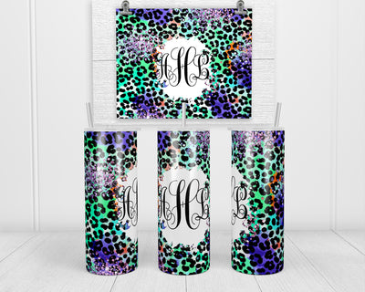 Fun Leopard Colorful Personalized 20 oz insulated tumbler with lid and straw
