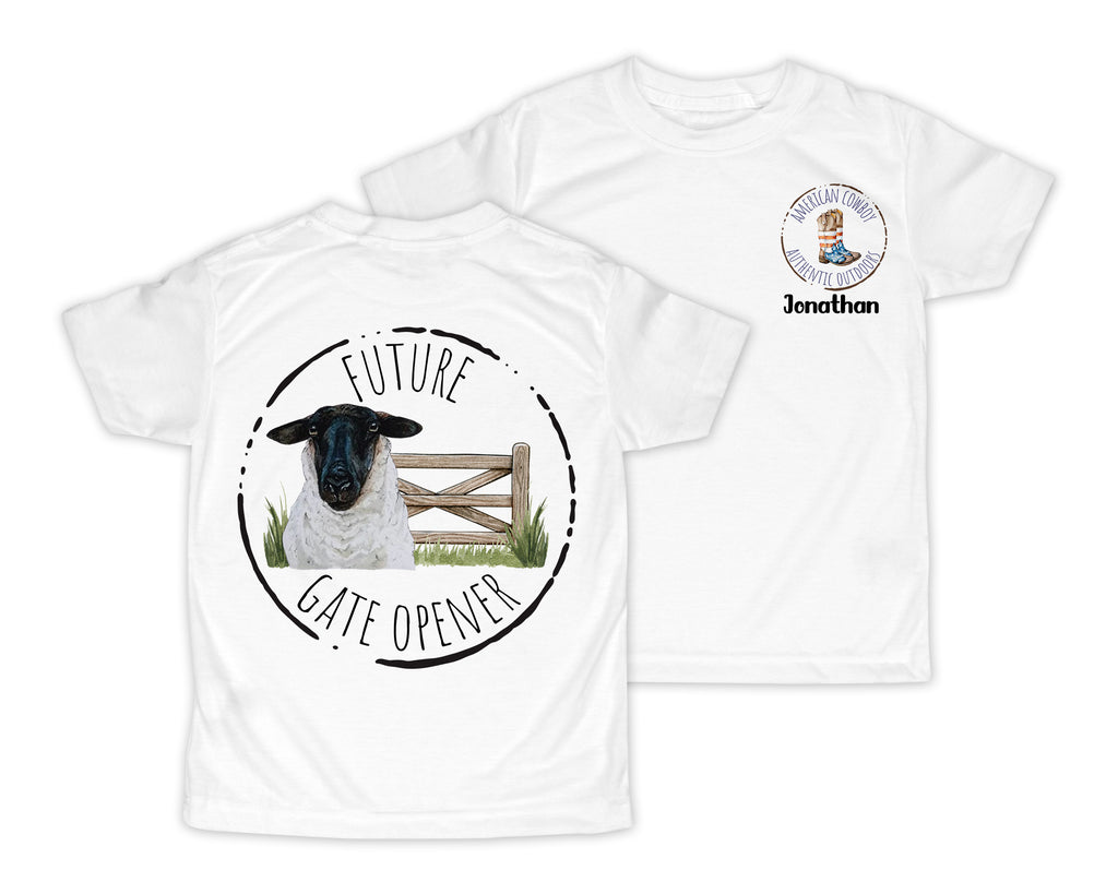 Future Gate Opener with Lamb Personalized Short or Long Sleeves Shirt - Sew Lucky Embroidery