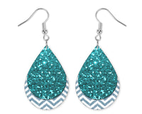 Glitter and Chevron Teardrop Earrings