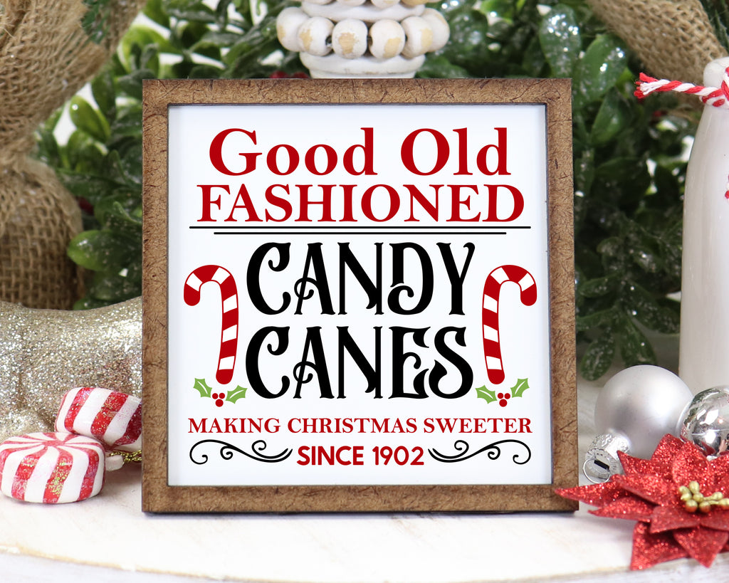 Good Old Fashioned Candy Canes Tier Tray Sign - Sew Lucky Embroidery