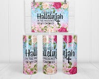 Hallelujah Floral 20 oz insulated tumbler with lid and straw - Sew Lucky Embroidery