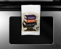 Halloween Books Personalized Kitchen Towel - Waffle Weave Towel - Microfiber Towel - Kitchen Decor - House Warming Gift - Sew Lucky Embroidery
