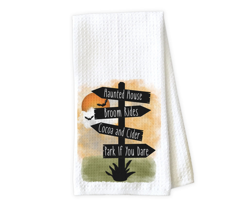 Halloween Signs Kitchen Waffel Weave Microfiber Towel - Sew Lucky Embroidery
