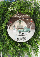 Hello Winter Door Hanger - Sew Lucky Embroidery