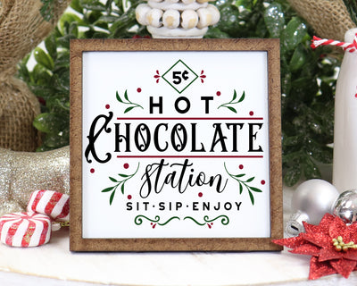 Hot Chocolate Station Tier Tray Christmas Sign