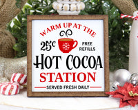 Hot Cocoa Station Christmas Tier Tray Sign - Sew Lucky Embroidery