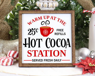 Hot Cocoa Station Christmas Tier Tray Sign