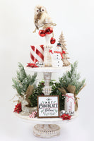 Hot Chocolate Station Tier Tray Christmas Sign - Sew Lucky Embroidery