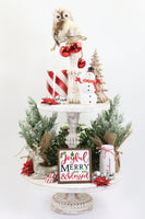 Joyful Merry & Blessed Christmas Tier Tray Sign - Sew Lucky Embroidery