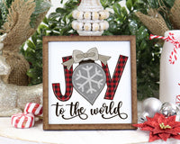 Joy to the World Christmas Tier Tray Sign - Sew Lucky Embroidery