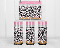 Layered Glitter Leopard Butterfly 20 oz insulated tumbler with lid and straw - Sew Lucky Embroidery