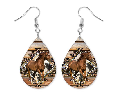 Leopard Horse Teardrop Earrings