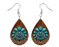Leopard Gem Teardrop Earrings - Sew Lucky Embroidery