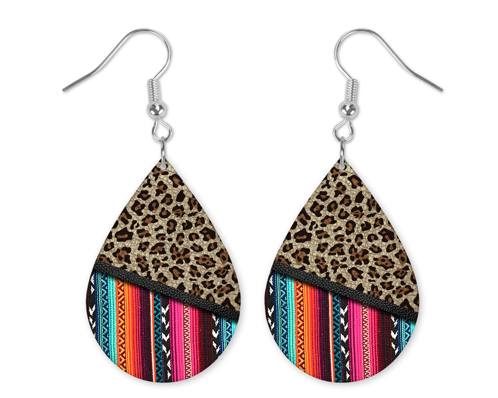 Leopard Serape Earrings - Sew Lucky Embroidery