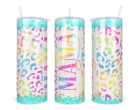 Mama Glitter Leopard 20 oz insulated tumbler - Sew Lucky Embroidery