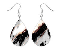 Marble Gold Teardrop Earrings - Sew Lucky Embroidery