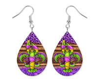 Mardi Gras Crawfish Teardrop Earrings - Sew Lucky Embroidery