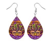 Mardi Gras Mask Teardrop Earrings - Sew Lucky Embroidery