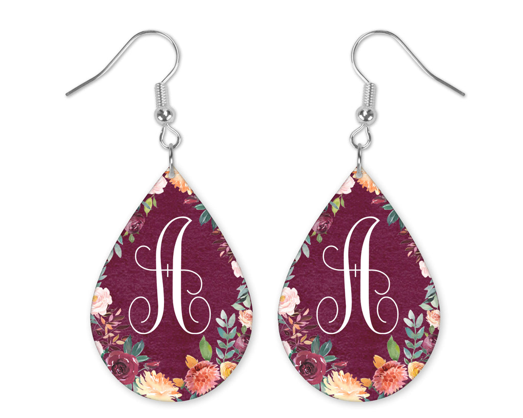 Sew Lucky Embroidery Wild Bokeh Monogrammed Teardrop Earrings and Necklace Set