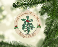 Meet Me Under the Mistletoe Christmas Tree Ornament - Sew Lucky Embroidery