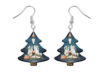 Nativity Christmas Tree Earrings and Necklace Set - Sew Lucky Embroidery