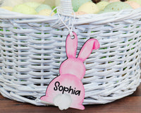 Watercolor Bunny Easter Basket Tag in Boy or Girl - Sew Lucky Embroidery