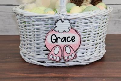 Cotton Tail Easter Basket Polka Dotted Name Tag