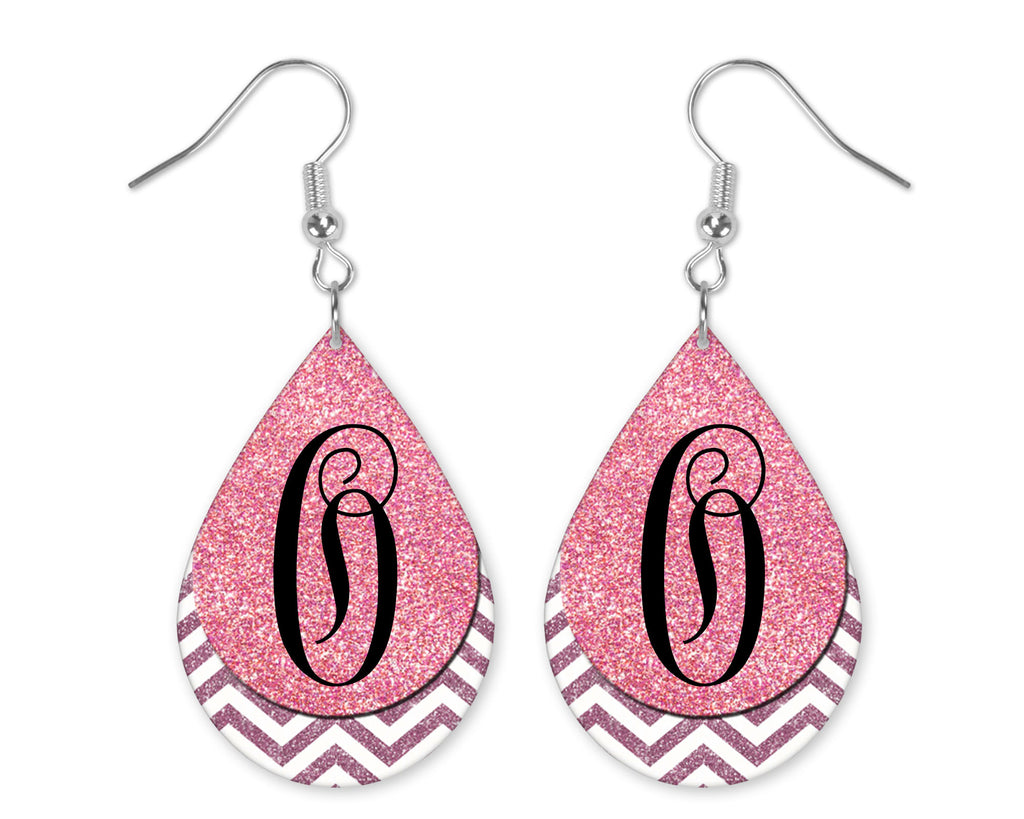 Sew Lucky Embroidery Glitter Monogrammed Teardrop Earrings and Necklace Set