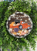 Pumpkin Truck Fall Door Hanger - Sew Lucky Embroidery