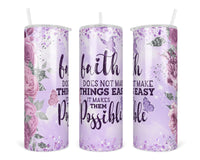 Purple Faith 20 oz insulated tumbler with lid and straw - Sew Lucky Embroidery