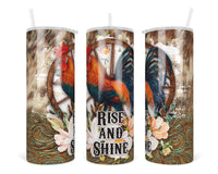 Rise and Shine Rooster 20 oz insulated tumbler - Sew Lucky Embroidery